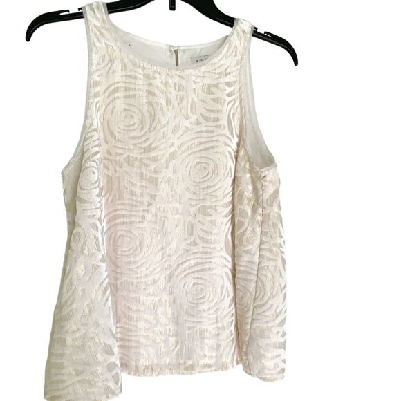 A New Day Cream White Floral Velvet Sleeveless Tank Top Blouse Size Small - Picture 5 of 10